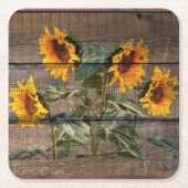 Rustic Barn Wood Sunflower Kartonnen Onderzetters (Voorkant)