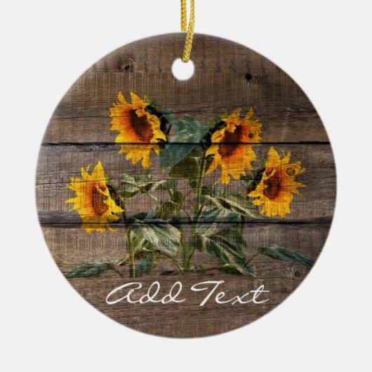 Rustic Barn Wood Sunflower Keramisch Ornament (Voorkant)