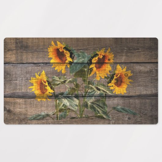 Rustic Barn Wood Sunflower Labels (Design 1)