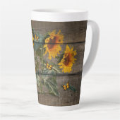 Rustic Barn Wood Sunflower Latte Mok (Rechterhoek)