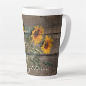 Rustic Barn Wood Sunflower Latte Mok (Rechterhoek)