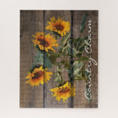 Rustic Barn Wood Sunflower Legpuzzel (Verticaal)