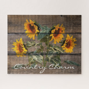 Rustic Barn Wood Sunflower Legpuzzel