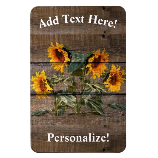 Rustic Barn Wood Sunflower Magneet (Verticaal)
