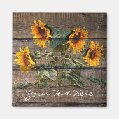 Rustic Barn Wood Sunflower Magneet (Voorkant)