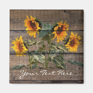 Rustic Barn Wood Sunflower Magneet