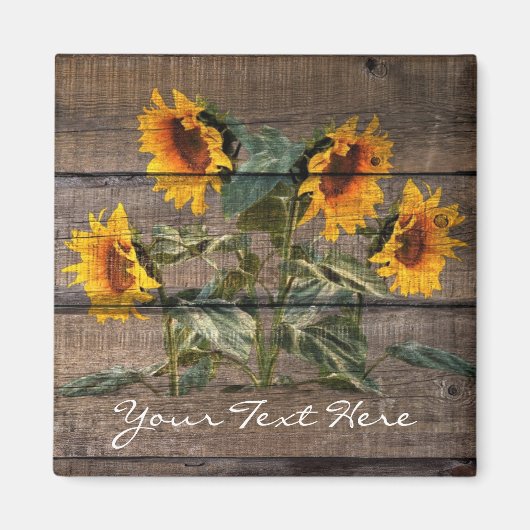 Rustic Barn Wood Sunflower Magneet (Voorkant)