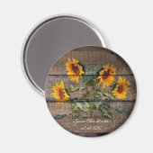 Rustic Barn Wood Sunflower Magneet (Voorkant / Achterkant)