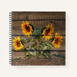 Rustic Barn Wood Sunflower Notitieboek