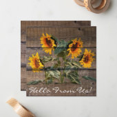 Rustic Barn Wood Sunflower Notitiekaartje (Voorkant / Achterkant in situ)