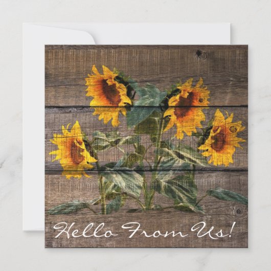 Rustic Barn Wood Sunflower Notitiekaartje (Voorkant)