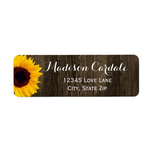 Rustic Barn Wood Sunflower Return Address Labels (Voorkant)