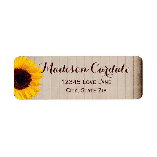 Rustic Barn Wood Sunflower Return Address Labels (Voorkant)
