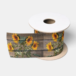 Rustic Barn Wood Sunflower Satijnen Lint