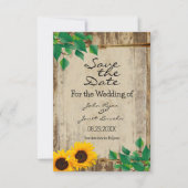 Rustic Barn Wood Sunflower Save the Date (Voorkant)
