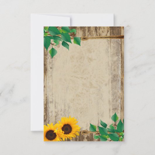 Rustic Barn Wood Sunflower Save the Date (Achterkant)
