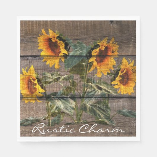 Rustic Barn Wood Sunflower Servet (Voorkant)