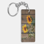 Rustic Barn Wood Sunflower Sleutelhanger (Voorkant Links)