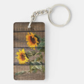 Rustic Barn Wood Sunflower Sleutelhanger (achterkant)