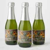 Rustic Barn Wood Sunflower Sparkling Wijnetiket (Flessen)