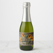 Rustic Barn Wood Sunflower Sparkling Wijnetiket (Voorkant)