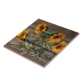 Rustic Barn Wood Sunflower Tegeltje (Zijkant)