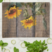 Rustic Barn Wood Sunflower Theedoek (Gevouwen)