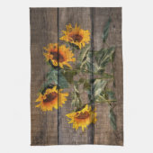 Rustic Barn Wood Sunflower Theedoek (Verticaal)
