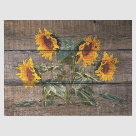 Rustic Barn Wood Sunflower Tissuepapier (Voorkant)