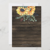Rustic Barn Wood Sunflower Vrijgezellenfeest Kaart (Achterkant)