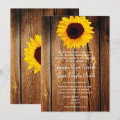 Rustic Barn Wood Sunflower Wedding Invitting Kaart (Voorkant / Achterkant)