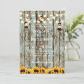 Rustic Barn Wood Sunflower Wedding Kaart (Staand voorkant)
