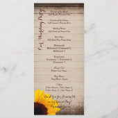 Rustic Barn Wood Sunflower Wedding Programma Programmakaart (Achterkant)