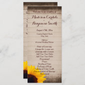 Rustic Barn Wood Sunflower Wedding Programma Programmakaart (Voorkant / Achterkant)