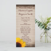 Rustic Barn Wood Sunflower Wedding Programma Programmakaart (Staand voorkant)