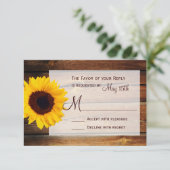 Rustic Barn Wood Sunflower Wedding RSVP-kaarten RSVP Kaartje (Staand voorkant)