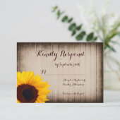 Rustic Barn Wood Sunflower Wedding RSVP-kaarten RSVP Kaartje (Staand voorkant)
