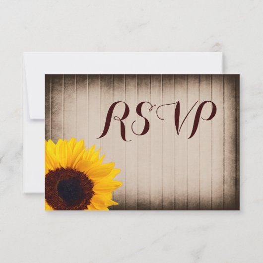 Rustic Barn Wood Sunflower Wedding RSVP-kaarten RSVP Kaartje (Achterkant)