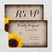 Rustic Barn Wood Sunflower Wedding RSVP-kaarten RSVP Kaartje (Voorkant / Achterkant)