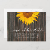 Rustic Barn Wood & Sunflower Wedding Save the Date Aankondigingskaart (Voorkant / Achterkant)