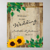 Rustic Barn Wood Sunflower Wedding Welkom Poster (Voorkant)