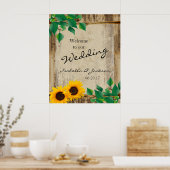 Rustic Barn Wood Sunflower Wedding Welkom Poster (Keuken)