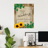 Rustic Barn Wood Sunflower Wedding Welkom Poster (Thuiskantoor)
