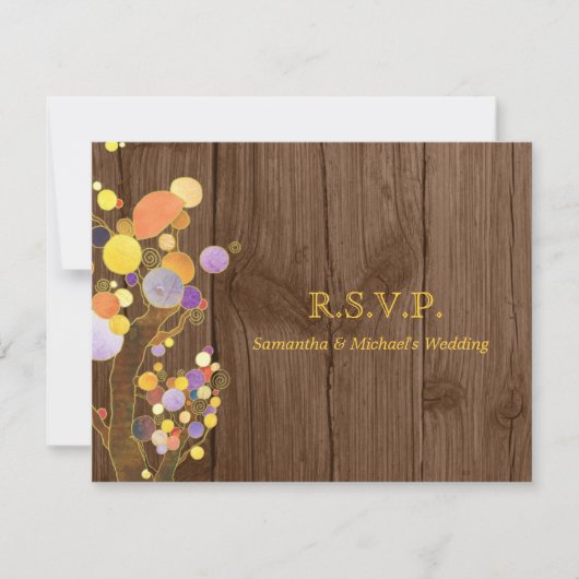 Rustic Barn Wood Trees Ranch Wedding RSVP Kaartje (Voorkant)