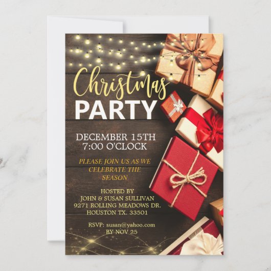 Rustic Barn Wood - Uitnodiging voor Kerstmis (Voorkant)