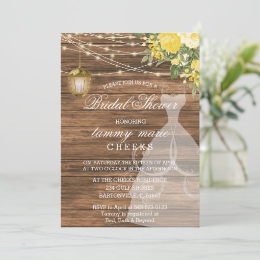 Rustic Barn Wood Vrijgezellenfeest - Geel Kaart (Staand voorkant)