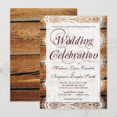 Rustic Barn Wood Wedding Celebration Invitation Kaart (Voorkant / Achterkant)