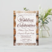 Rustic Barn Wood Wedding Celebration Invitation Kaart (Staand voorkant)