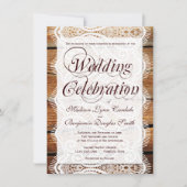 Rustic Barn Wood Wedding Celebration Invitation Kaart (Voorkant)