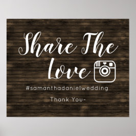 Rustic Barn Wood Wedding Instagram-deelteken Poster